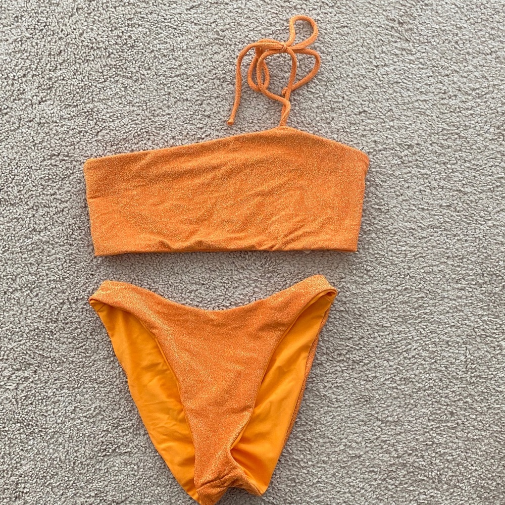 Orange One-Shoulder Bikini Set